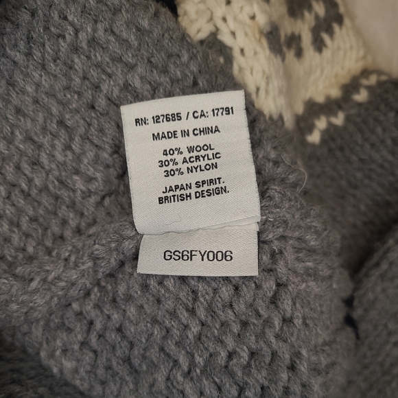Superdry gray and white pullover hooded knit sweater with buttons - Picture 2 of 4